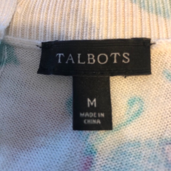 Talbots Floral Jewel Bright Sweater Soft Button Up Back M - Picture 5 of 5